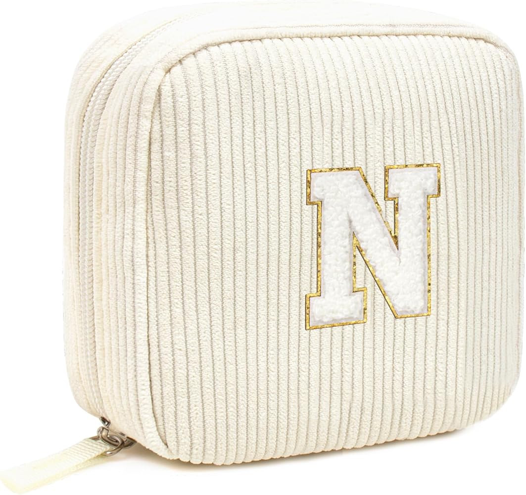 LETGO Birthday Gifts for Women Small Personalized Initial Monogram Makeup Bag,Preppy Corduroy Mak... | Amazon (US)