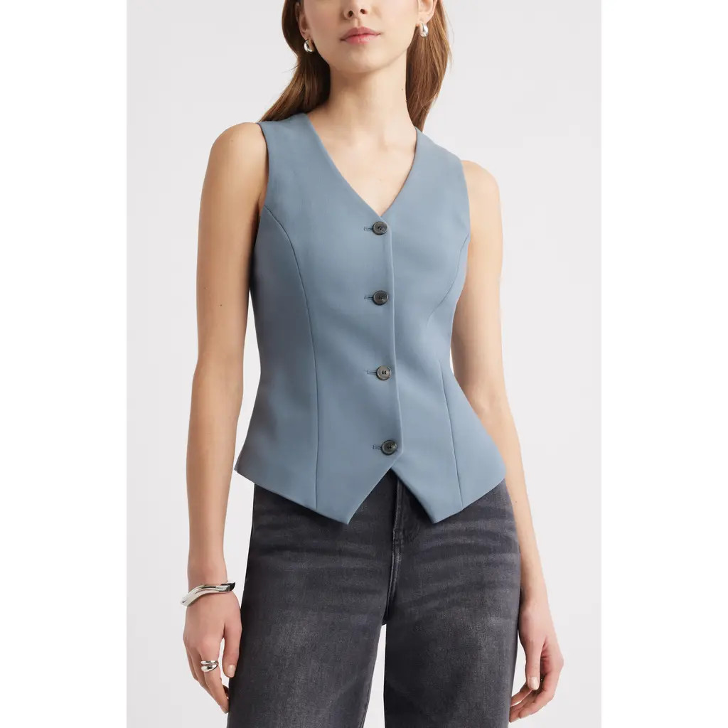 Open Edit The Icon Tailored Waistcoat in Blue Weather at Nordstrom Rack, Size Small | Nordstrom Rack