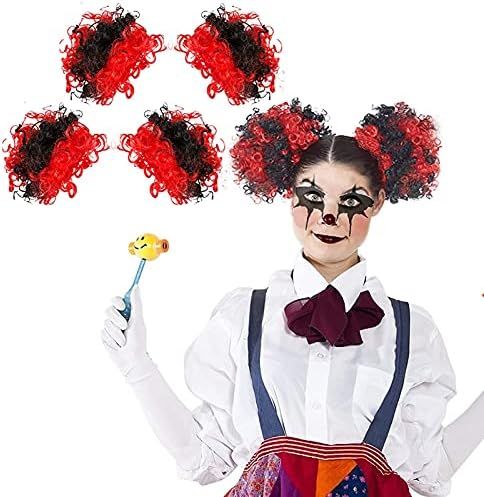 2 Pairs Clown Wigs - Clown Hair Clip-On Puff Buns, Synthetic Cosplay Clown Puffs with Drawstring for | Amazon (US)