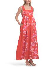 Linen Blend Sleeveless Placed Floral Maxi Dress | TJ Maxx