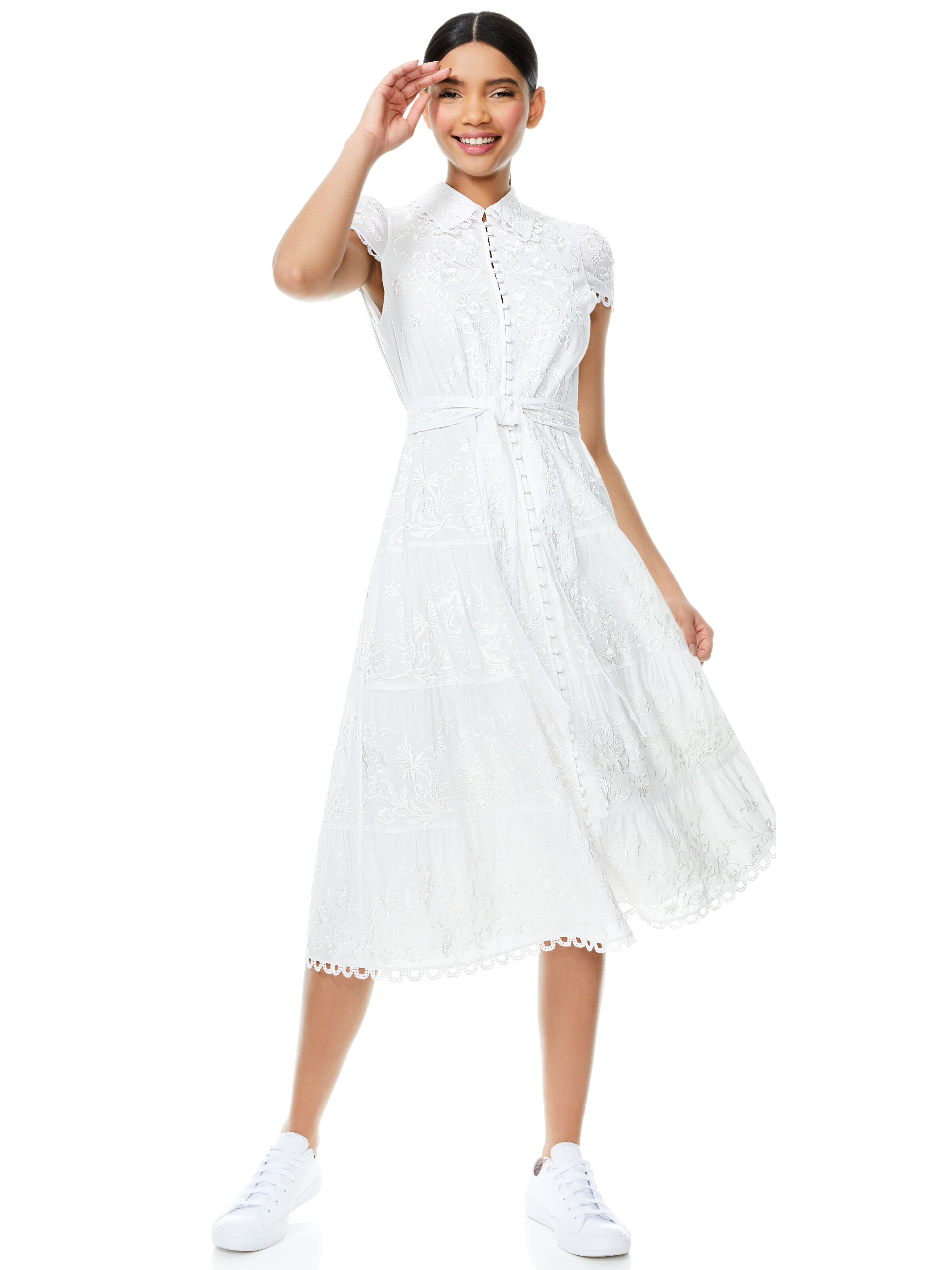 alice + olivia VANNESSA BUTTON DOWN MIDI DRESS | Alice + Olivia
