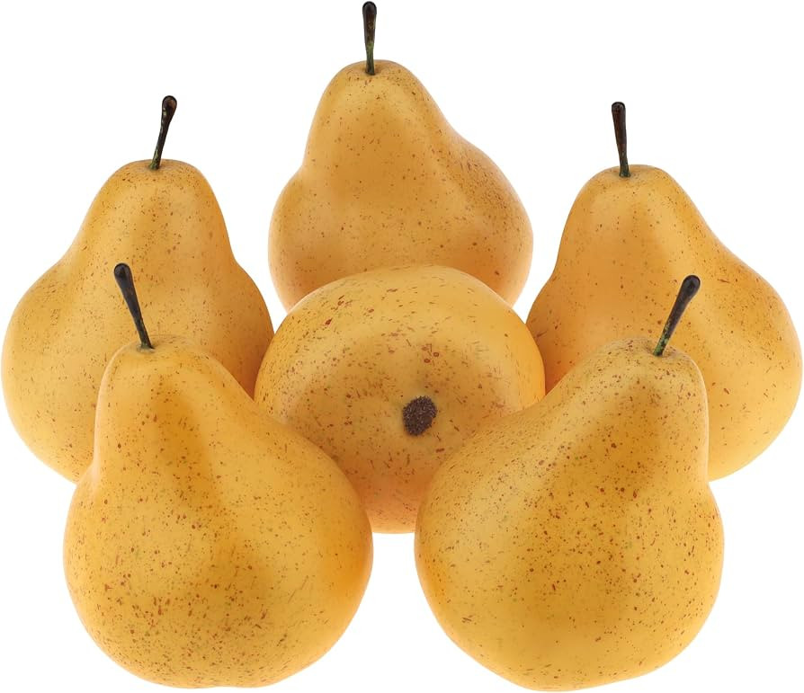 Gresorth 6 Pcs Fake Yellow Pear Decoration Artificial Pears Faux Fruit | Amazon (US)