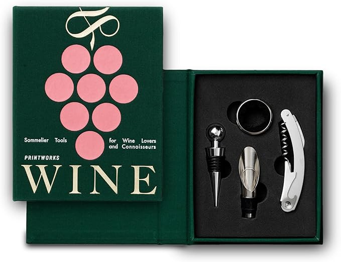 Printworks The Essentials, Wine Tools – Wine Bottle Opener, Stopper, Pourer & Collar Set in Ele... | Amazon (US)
