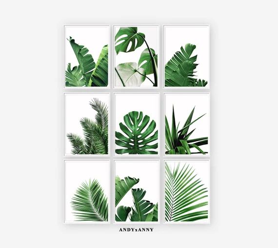 Tropical Leaves Set of 9 Tropical Leaf Print Banana Leaf | Etsy | Etsy (US)