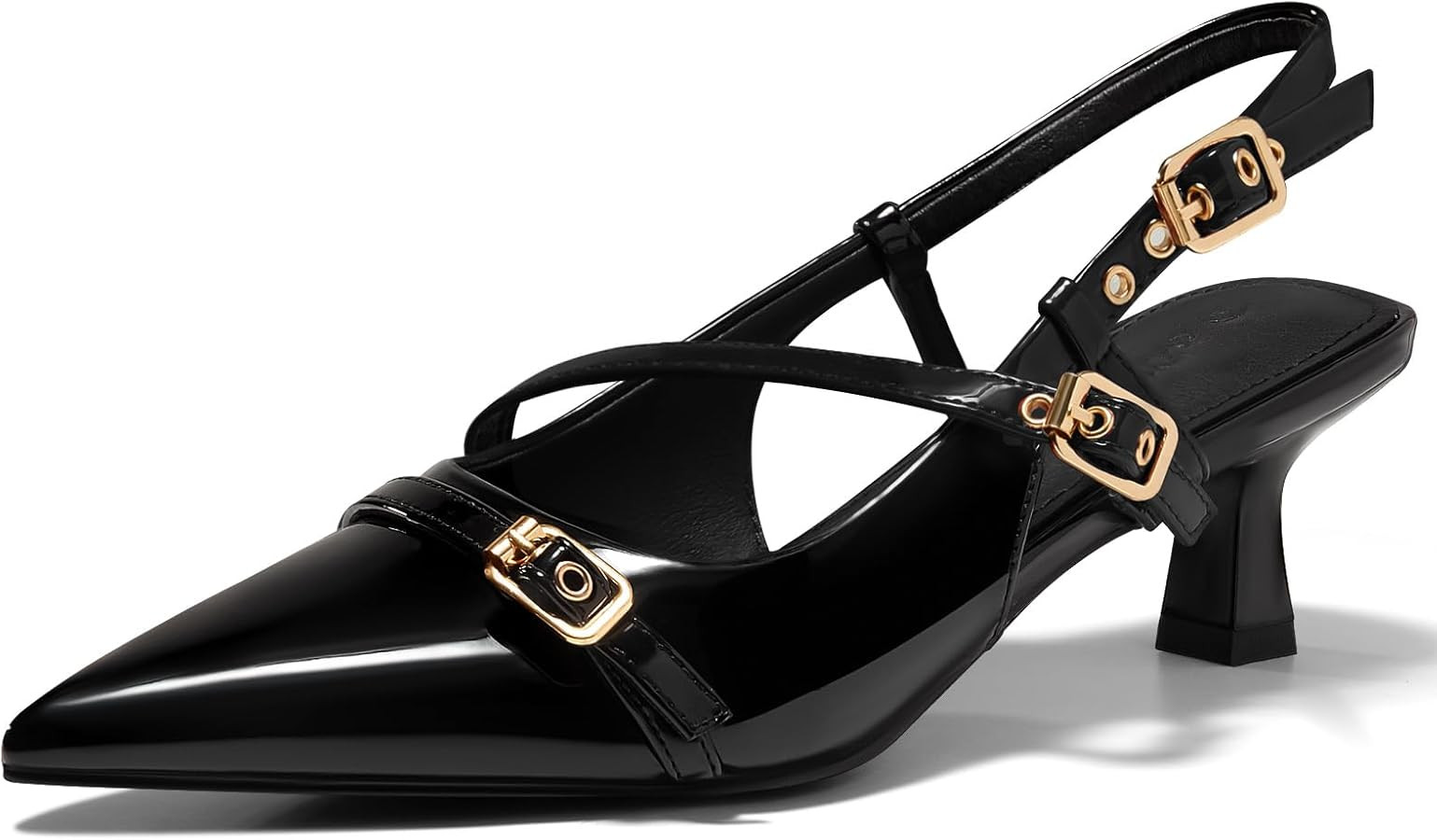 Coutgo Womens Slingback Kitten Heels Low Heel Closed Pointed Toe Pumps Buckle Strap Heeled Sandal... | Amazon (US)