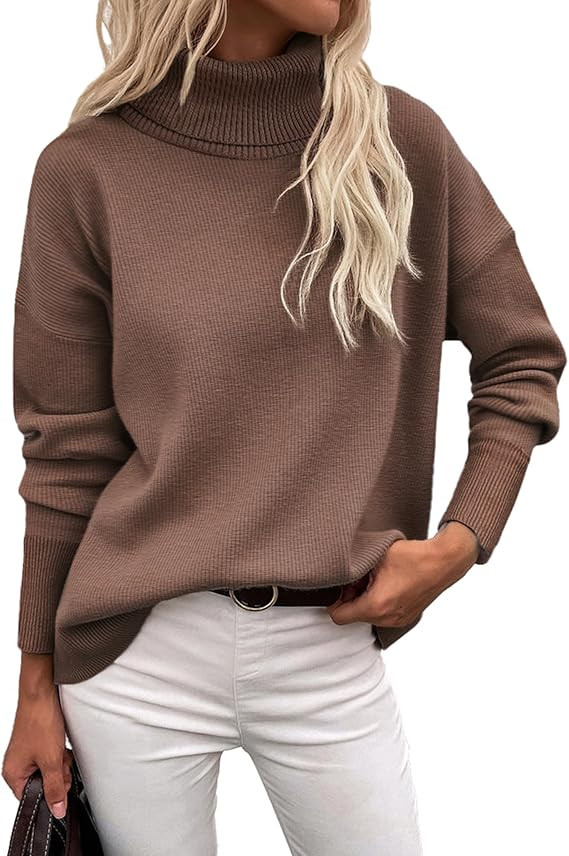 Zeagoo Women's Turtleneck Sweater 2025 Fall Winter Chunky Knitted Pullover High Low Hem Trendy Ba... | Amazon (US)