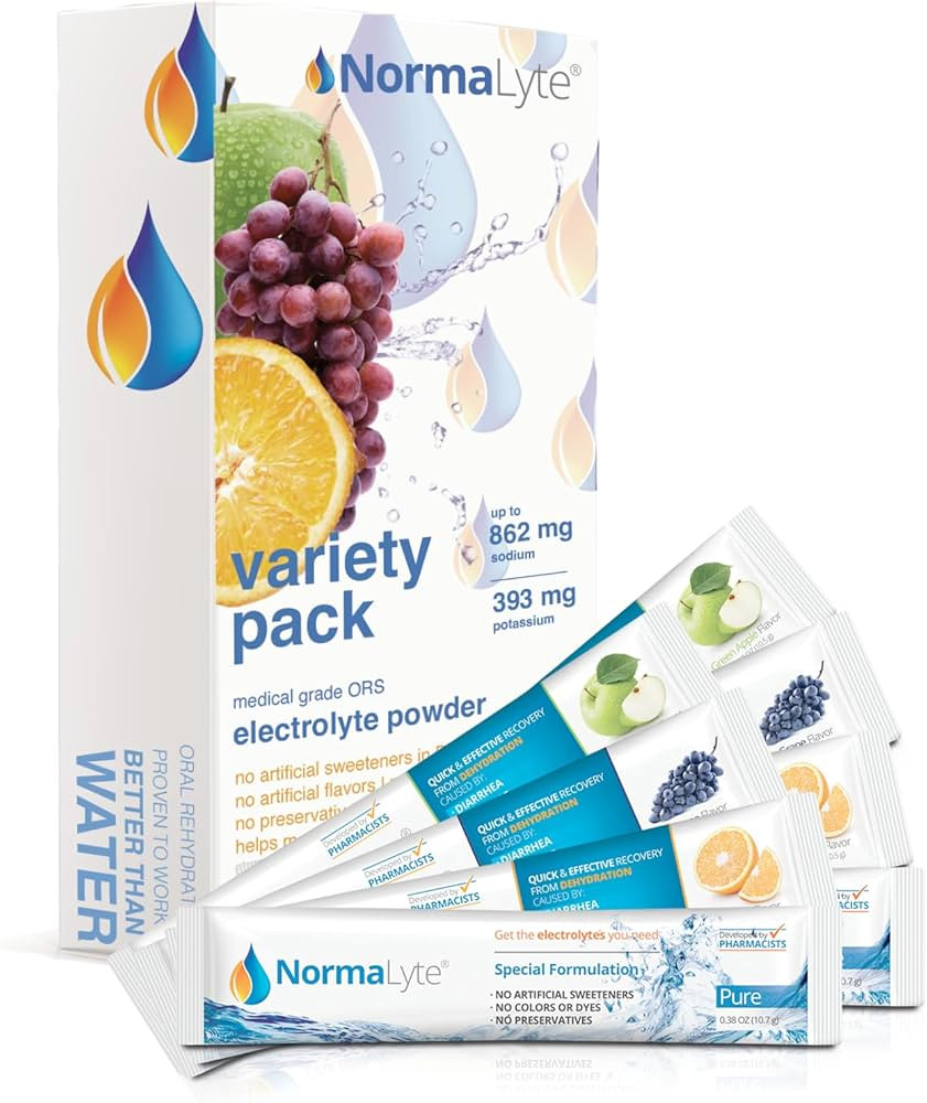 NormaLyte Oral Rehydration Salts Pack of 8-4 Flavors Energy Supplement, Electrolytes Powder Packe... | Amazon (US)