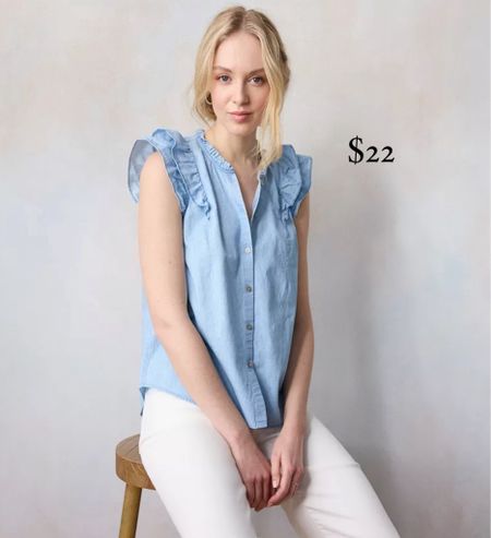 $22 Kohl’s Women's LC Lauren Conrad Button Front Ruffle Top / work top / work outfit / workwear 

#LTKOver40 #LTKSaleAlert #LTKWorkwear