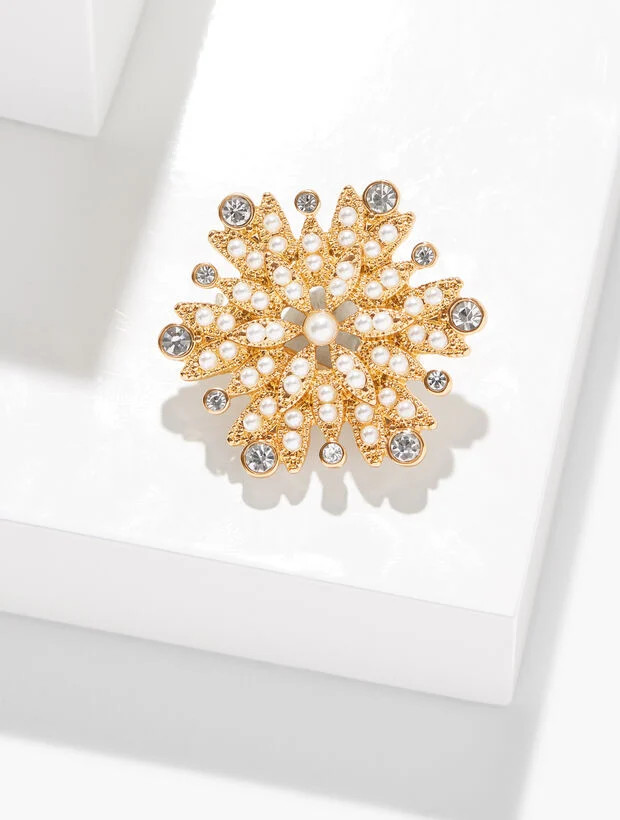 Pearl Snowflake Brooch | Talbots