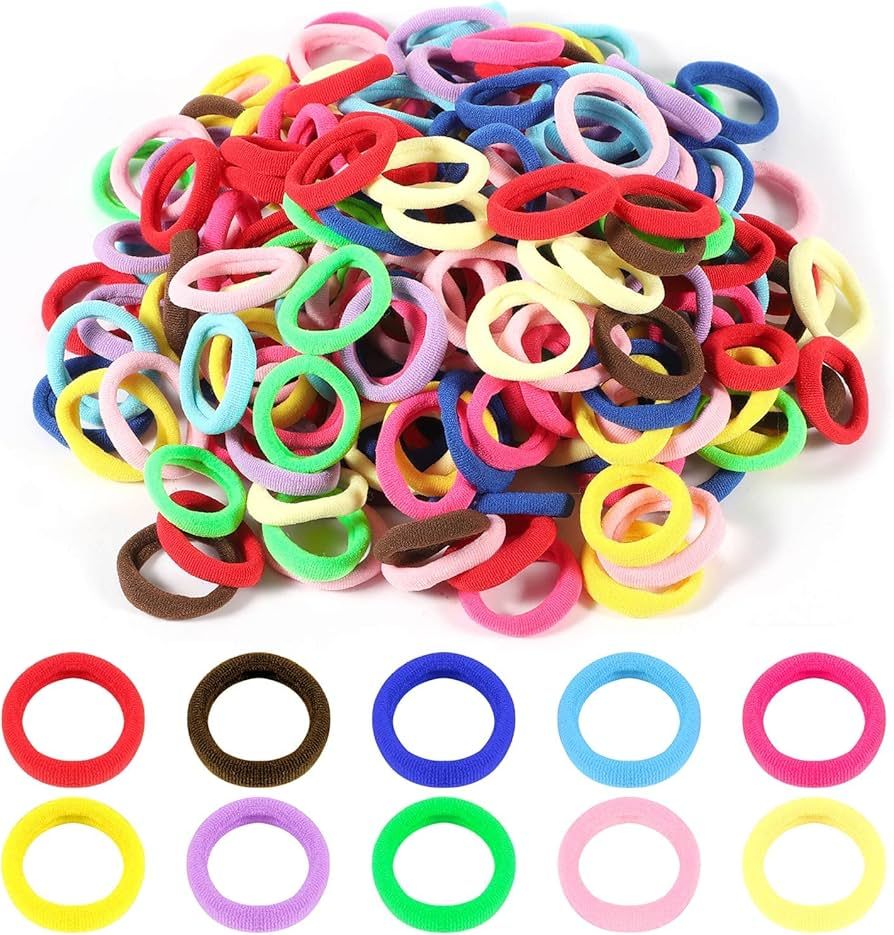 200Pcs Baby Hair Ties, 1 Inch Multicolor Seamless Toddler Hair Ties for Girls and Kids, Hair Ties... | Amazon (US)
