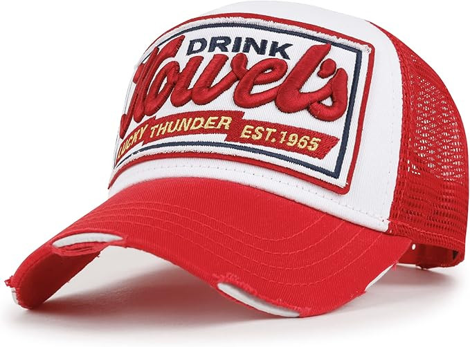 ililily Premium Howels Embroidery Vintage Baseball Cap Distressed Trucker Hat, Red, Medium | Amazon (US)