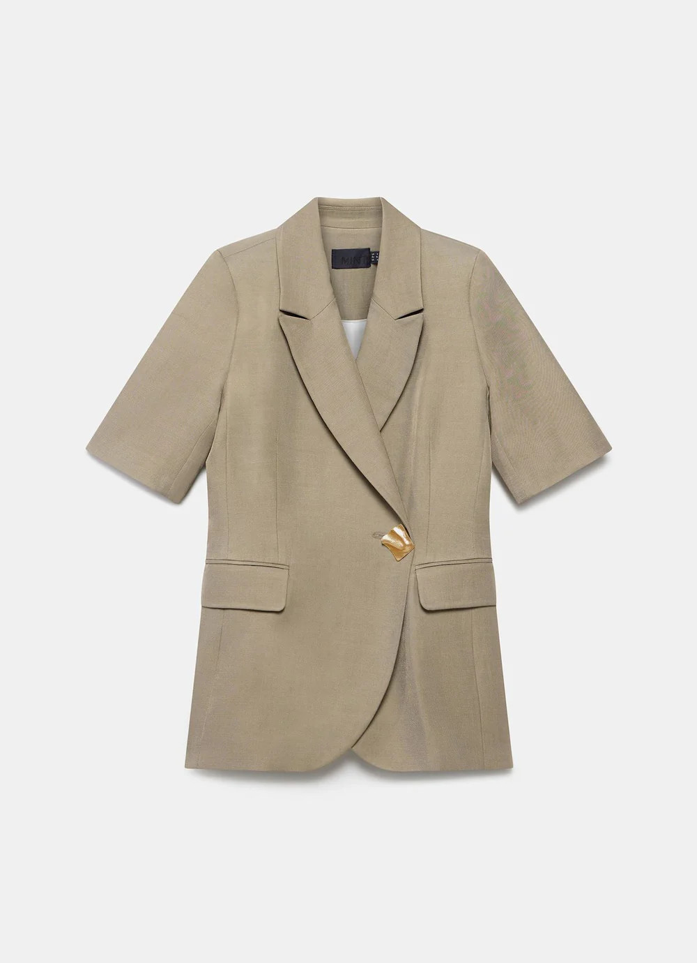 Taupe Short Sleeve Longline Blazer | Mint Velvet