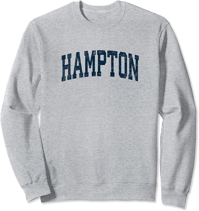 Hampton New Hampshire NH Vintage Athletic Sports Navy Design Sweatshirt | Amazon (US)