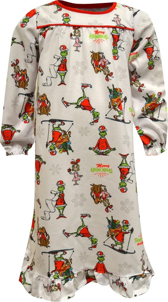 Komar Kids Girls Dr. Seuss The Grinch Traditional Toddler Girls Flannel Nightgown | Amazon (US)