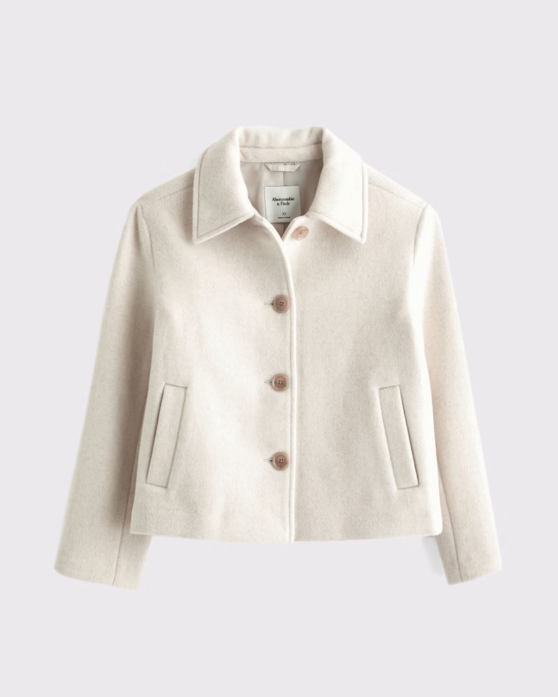 Women's Wool-Blend Short Coat | Women's Coats & Jackets | Abercrombie.com | Abercrombie & Fitch (US)
