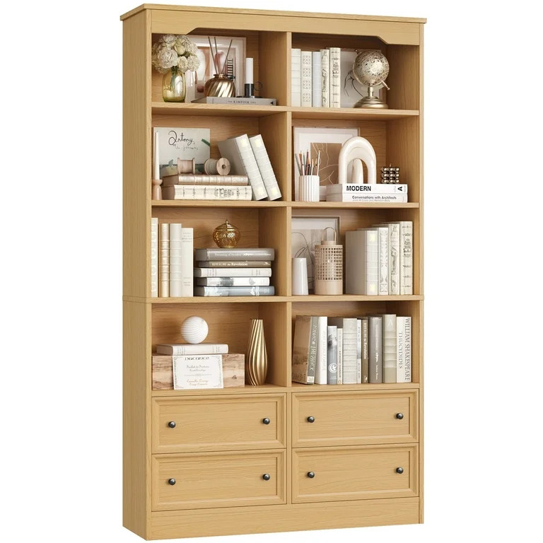 Homfa Double Row 6 Tier Bookcases, 71 in Tall Bookcase Bookshelf with 4 Drawers and 8 Display Cub... | Walmart (US)