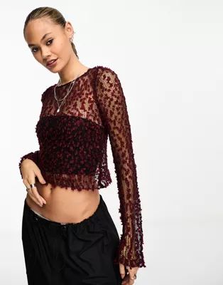 The Ragged Priest Y2K bobble sheer knit jumper in red | ASOS (Global)