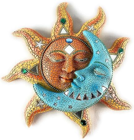 Large Sun And Blue Moon 3D Mosaic Celestial Face Decor Indoor Outdoor Wall Art Plaque Sculpture M... | Amazon (US)