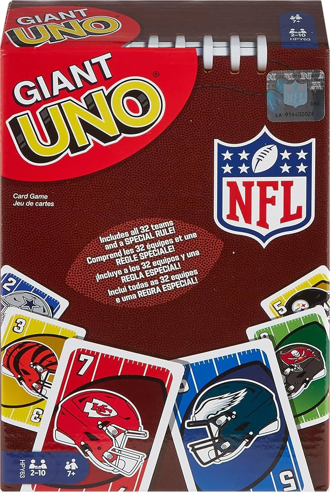 Mattel Games Giant UNO NFL Game for Kids, Adults & Family with Oversized Card, Collectible Deck f... | Amazon (US)