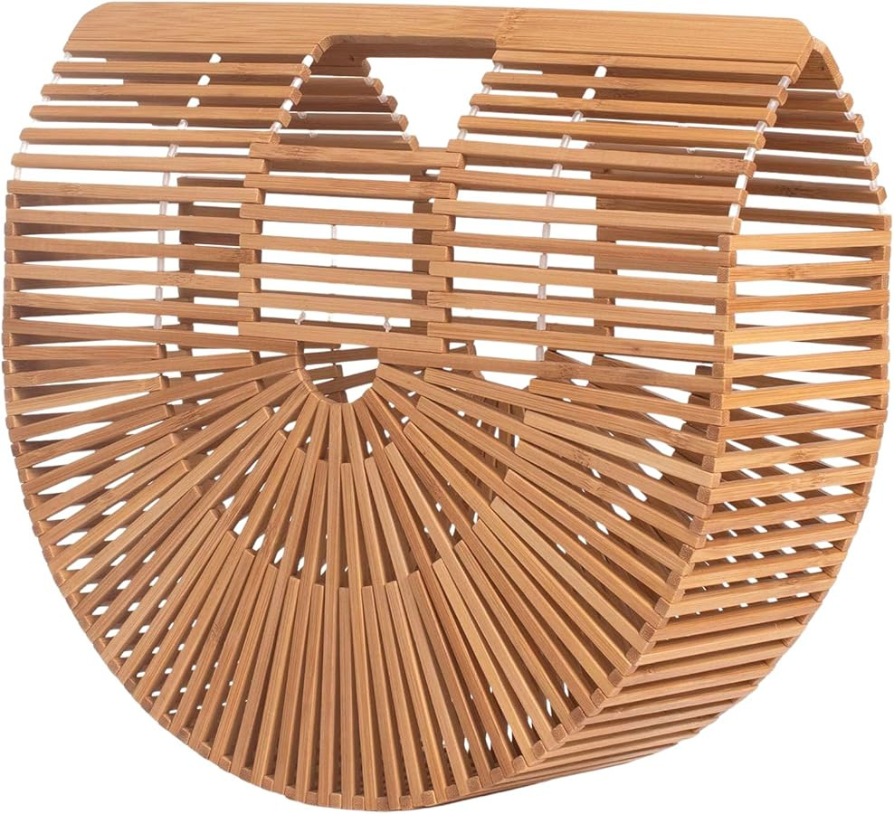 RULER TRUTH Women's Bamboo Handbag by Handmade Straw Bag,Tote Bamboo Purse Natural Basket Bag for... | Amazon (US)