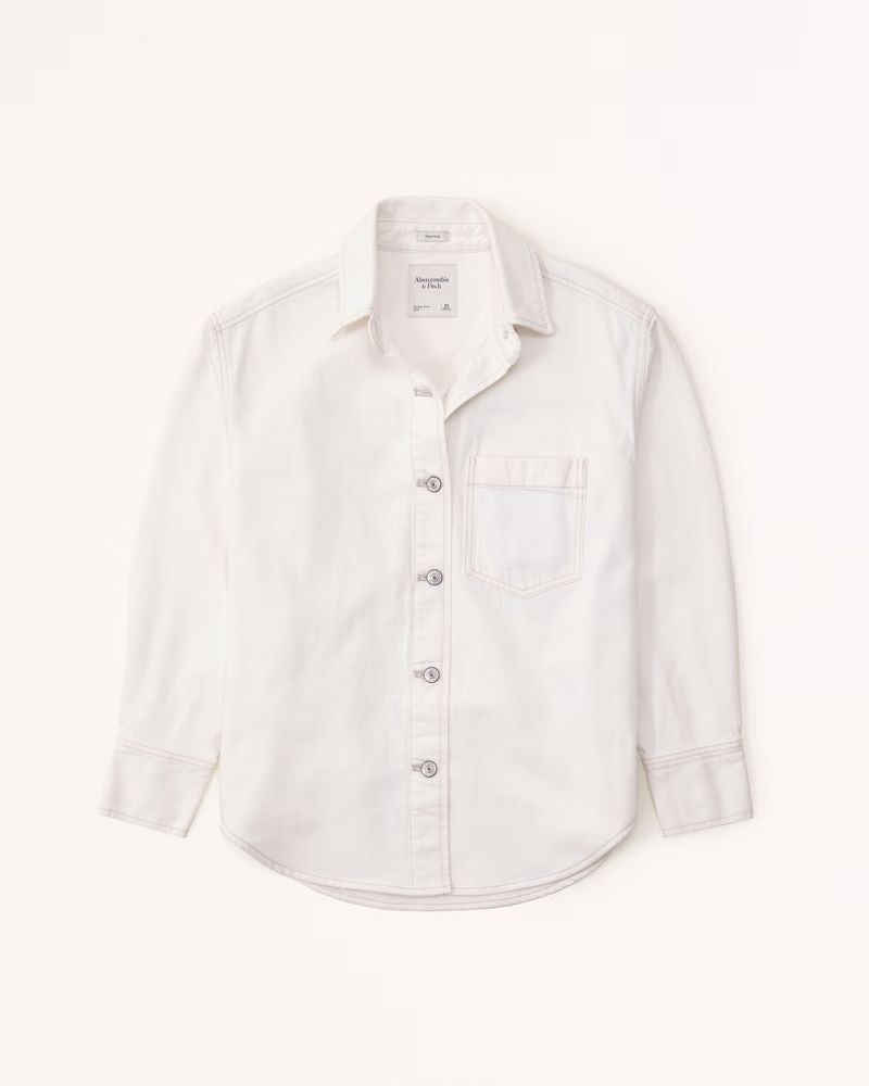 Oversized Denim Button-Up Shirt | Abercrombie & Fitch (US)