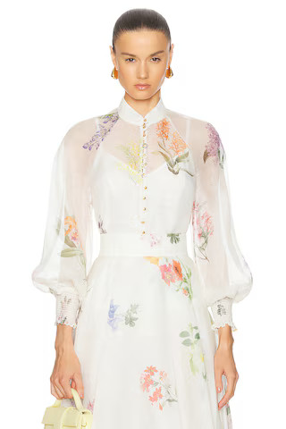 Zimmermann Natura Blouse in Multi Botanical Ivory | FWRD | FWRD 
