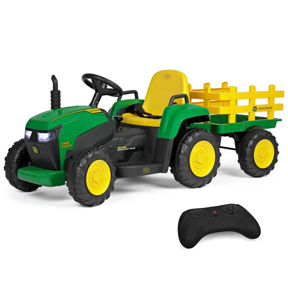 Peg Perego John Deere Farm Power 12 Volt Ride-on Tractor and Trailer with Remote Control | Walmart (US)
