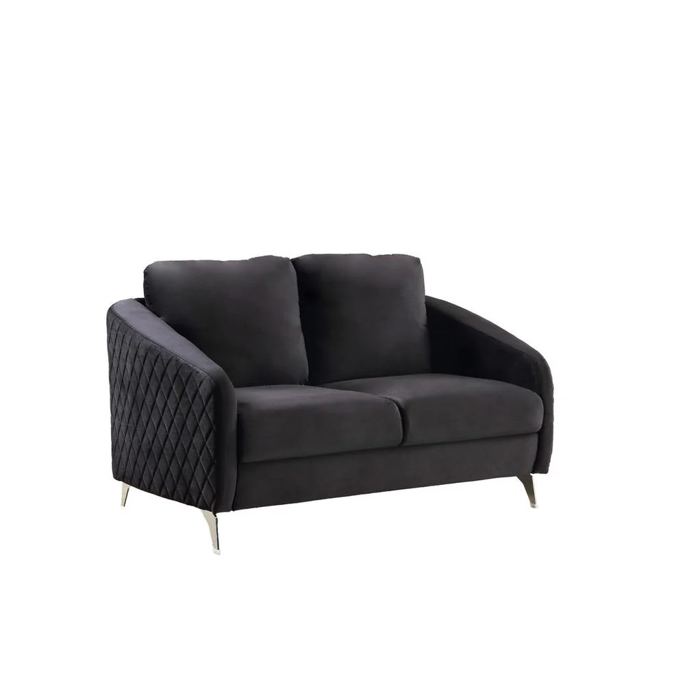 Sofia Black Velvet Modern Chic Loveseat Couch | Shop Simon