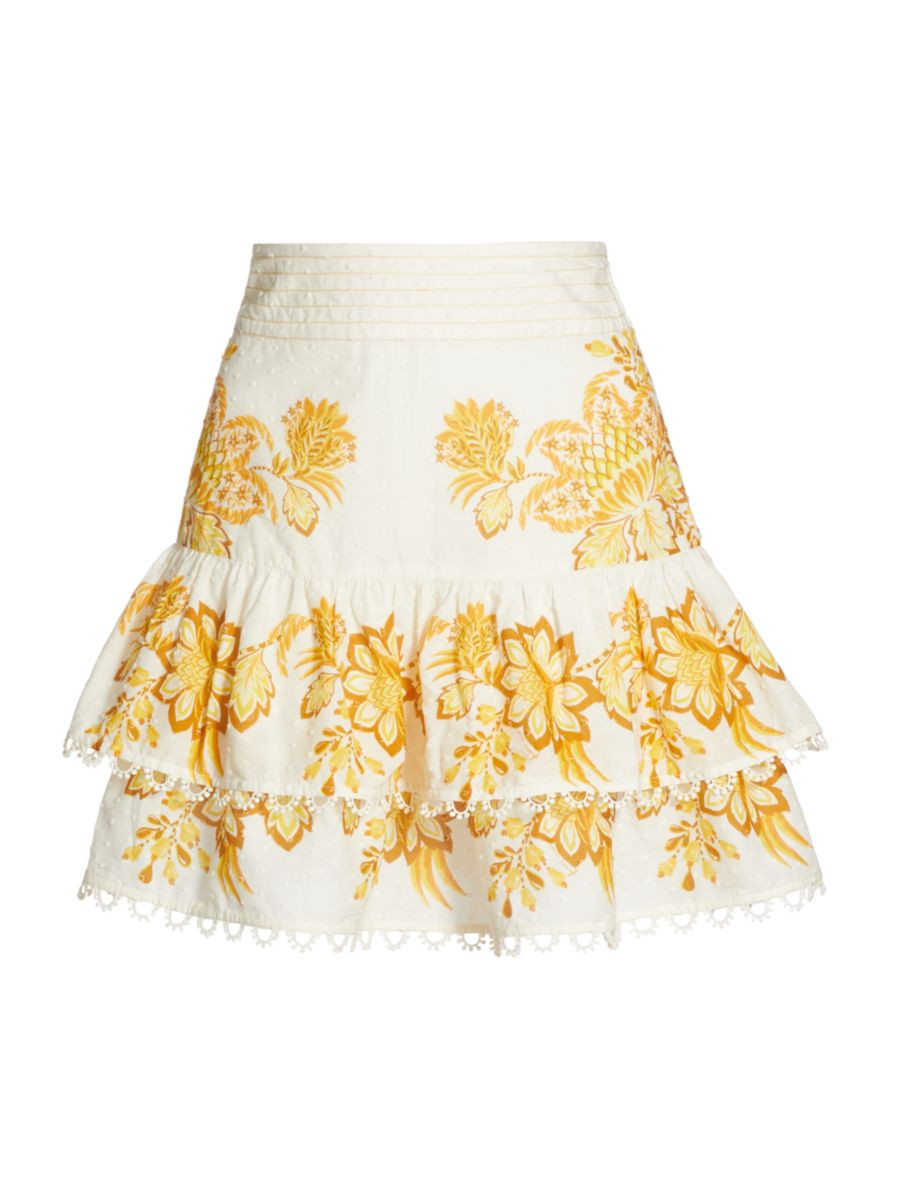 Aura Floral Cotton Ruffled Miniskirt | Saks Fifth Avenue