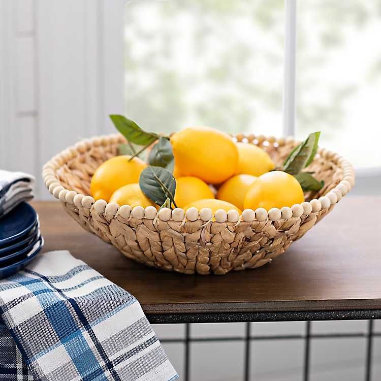 New! Beaded Woven Hyacinth Basket | Kirkland's Home