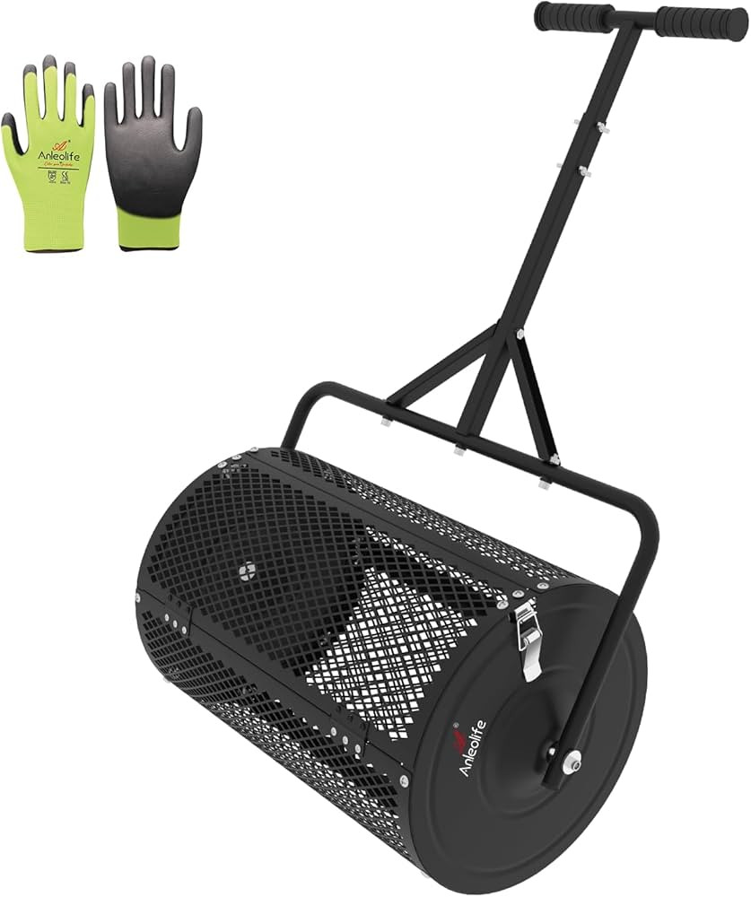 A ANLEOLIFE 24 Inch Compost Spreader, Lawn and Garden Peat Moss Roller with Side Latches, 24-31.1... | Amazon (US)