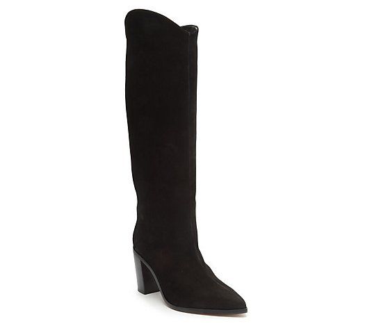 Schutz Suede Knee High Heeled Boots - Maryana Block - QVC.com | QVC