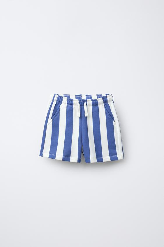 STRIPED STRAIGHT PLUSH SHORTS | Zara US