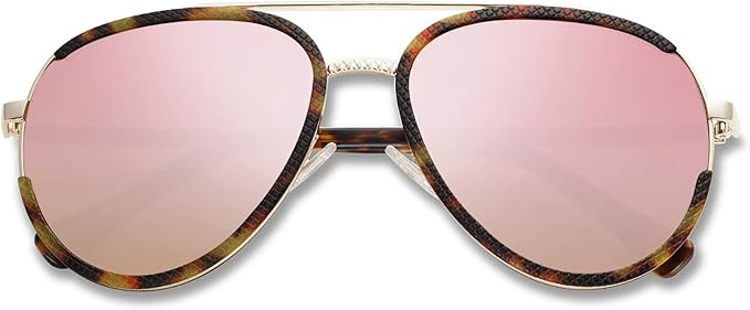SOJOS Aviator Sunglasses for Men and Women Double Bridge Mirrored UV400 Lens SJ2127 | Amazon (US)