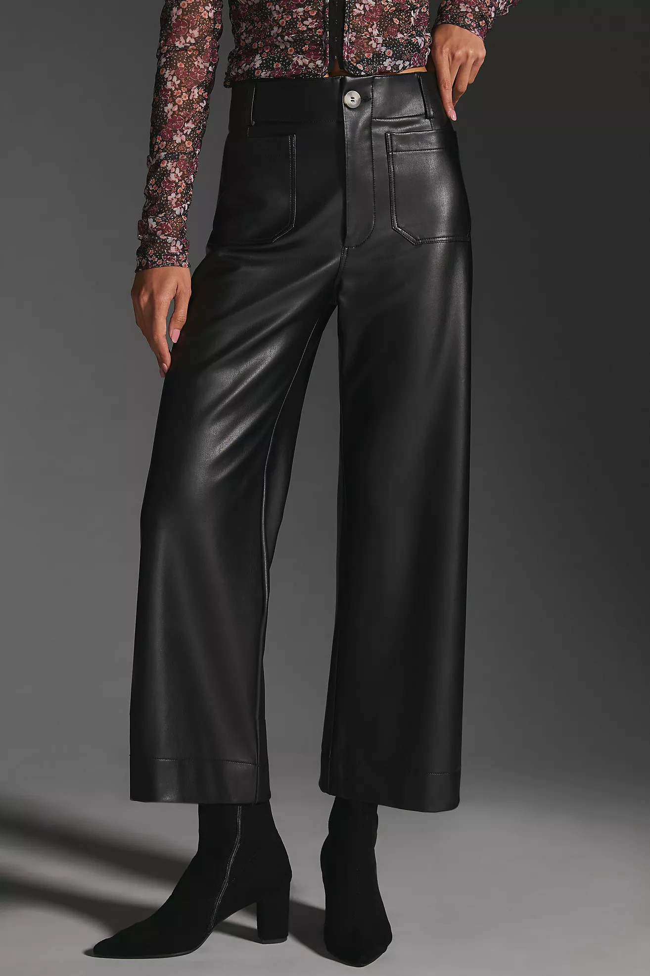 The Colette Cropped Wide-Leg Faux Leather Pants by Maeve | Anthropologie (US)