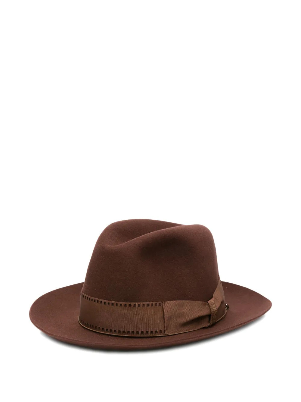 Borsalino Hut stitched-ribbon fedora hat - Brown | Farfetch Global