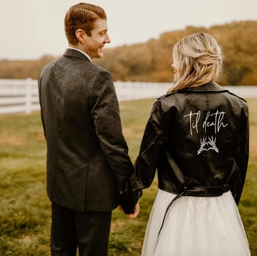 Til Death Faux Leather Jacket | Skeleton Jacket | Engagement Jacket | Bride Jacket | Bachelorette... | Etsy (US)