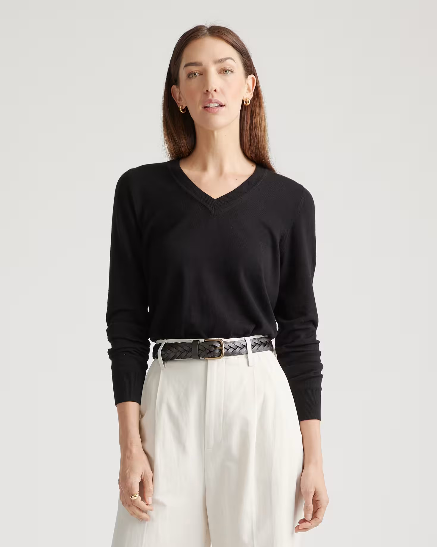 Lightweight Cotton Cashmere V-Neck Sweater | Quince