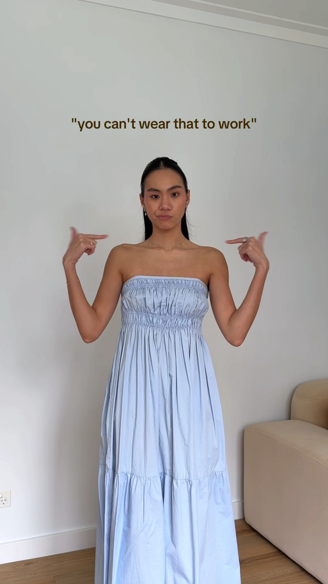ways to make a strapless weekend dress modest for work! 🤍

#LTKaustralia #LTKworkwear #LTKstyletip