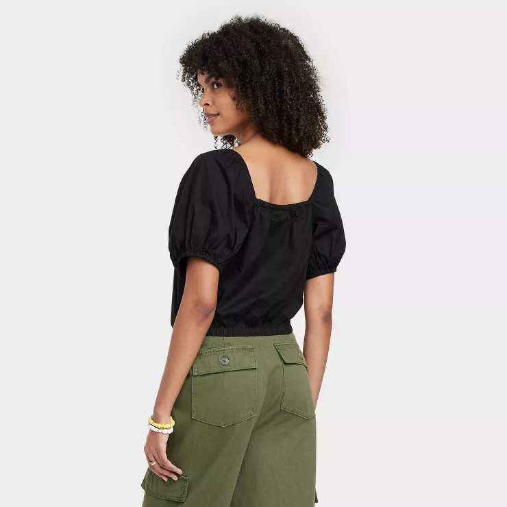 Women's Puff Short Sleeve Peasant Top - Universal Thread™ | Target