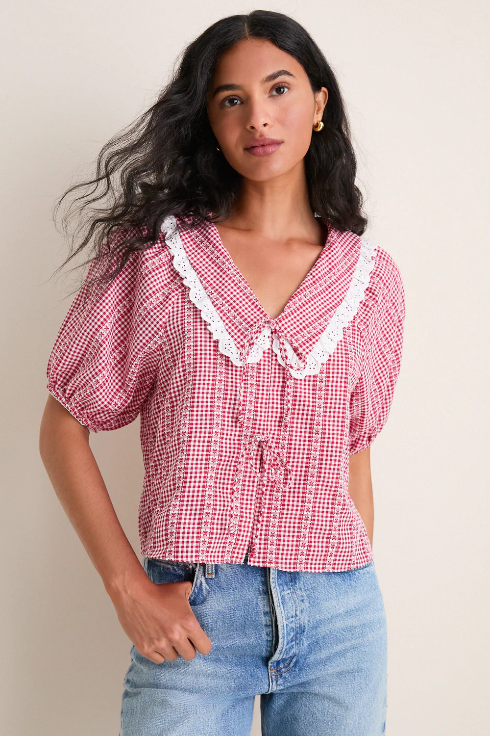 Red Gingham Toto Blouse | Tuckernuck (US)
