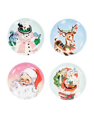 4pk Vintage Christmas Plates | TJ Maxx