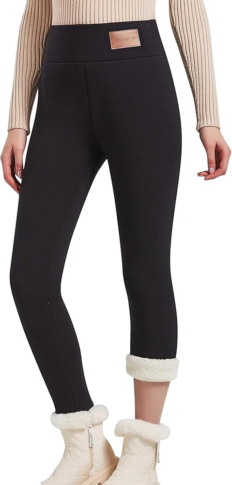 Hixiaohe Women's Casual Sherpa Fleece Lined Warm Leggings Thicken Heavy Jogger Pants | Amazon (US)