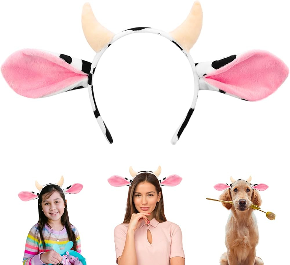 Beviliu Cow Ears Headband - Realistic Animal Ears Cute Cow Horns Headband Makeup Washing Face, Pi... | Amazon (US)