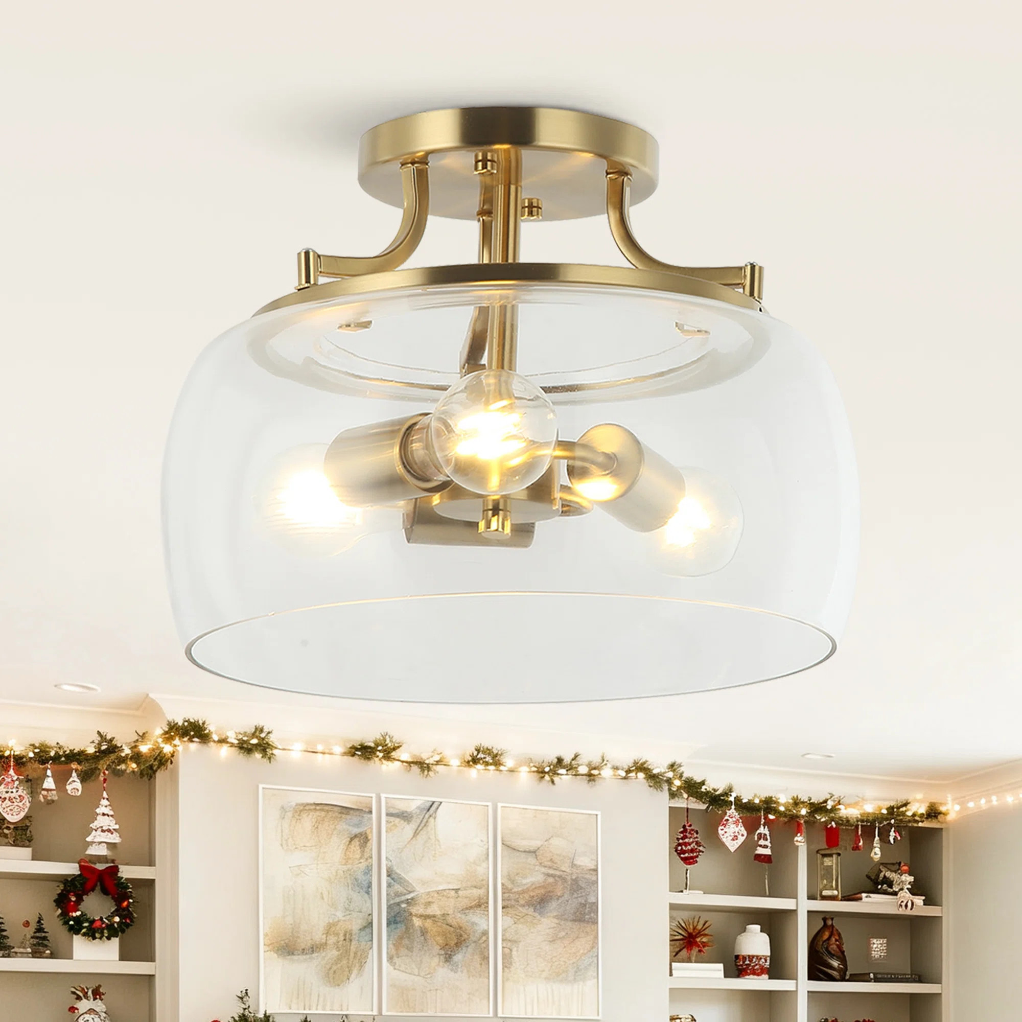 Gwinnett Glass Semi Flush Mount | Wayfair North America