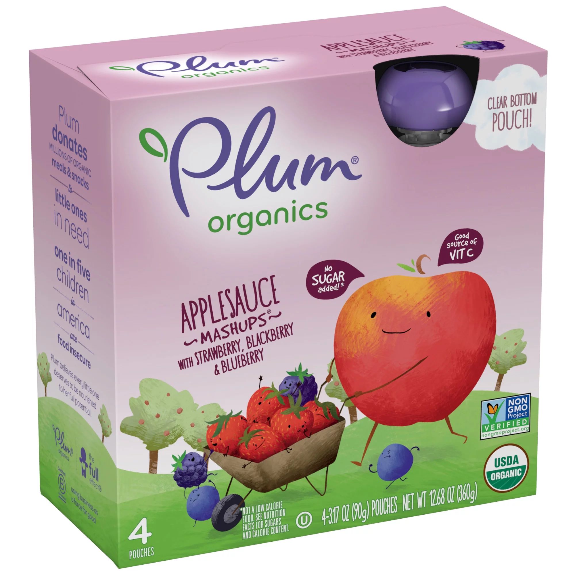 Plum Organics Applesauce Mashups Pouches: Strawberry, Blackberry, Blueberry - 3.17 oz, 4 Pack - W... | Walmart (US)
