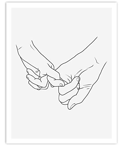 Pinky Promise, Holding Hands Minimalist Abstract Line Drawing Art, Contemporary Wall Art For Bedroom | Amazon (US)