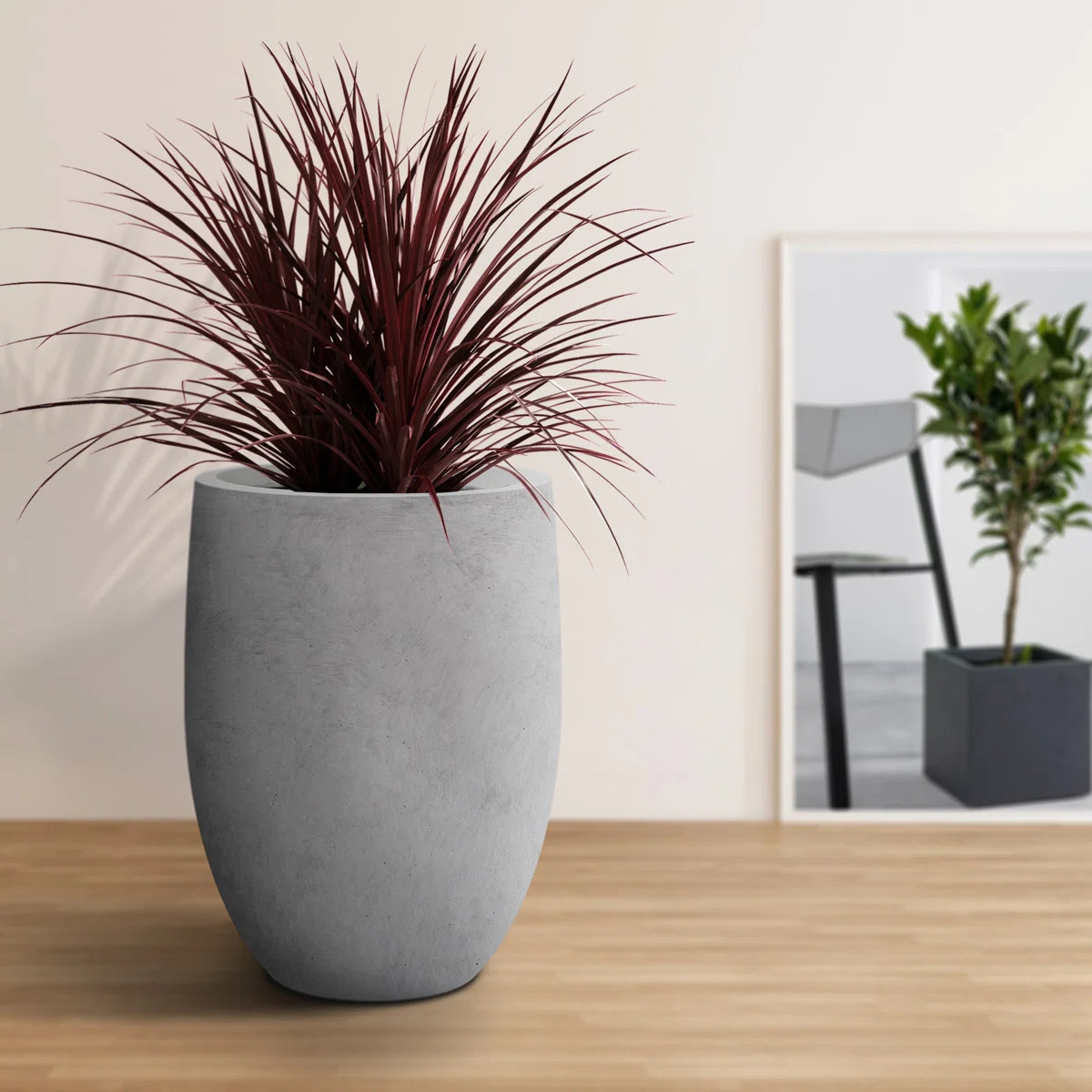16" W x 21.5" H Concrete Tall Round Flower Planter Handcrafted Brown Large Plant Pots with Draina... | Wayfair North America