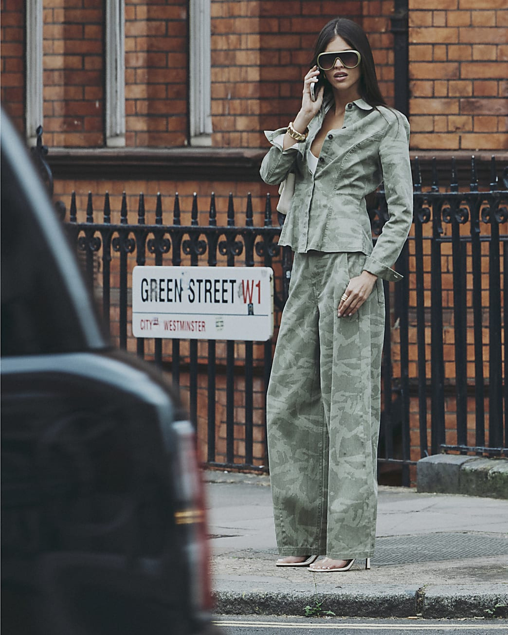 Khaki Denim Camo Print Balloon Trousers | River Island UK & IE