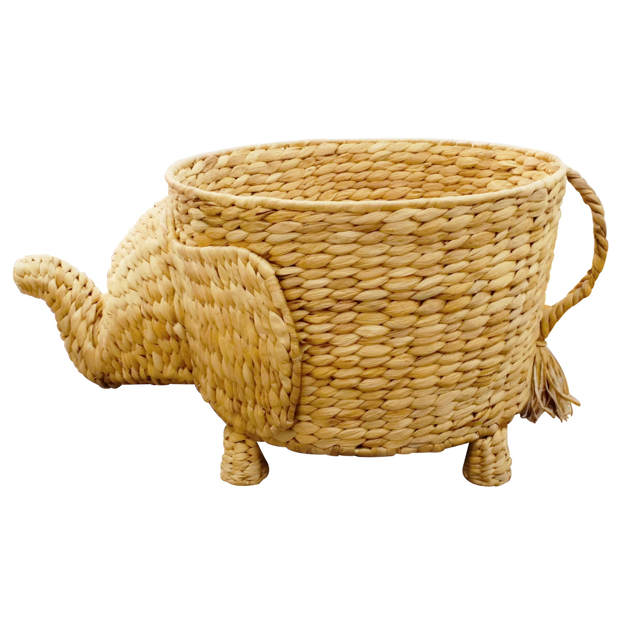 Handwoven Elephant Basket – Natural Animal-shaped Storage Bin With Trunk & Tail Accents | Wayfair North America